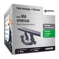 Attelage - Kia SPORTAGE III - 11/14-12/15 - rotule démontable - Westfalia - Faisceau universel 7 broches