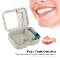 ARAMOX Boîte à prothèse 1pc boîte de rangement pour fausses dents prothèse avec miroir et brosse propre appareil dentaire