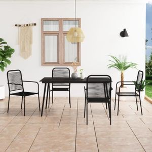 Ensemble table et chaise de jardin Atyhao Mobilier à dîner d'extérieur 5 pcs Corde en coton et acier Noir AB3058279 98666