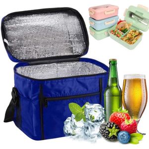 SAC ISOTHERME Sac Isotherme, Lunch Bag 10L, Sac-Glacière Cooler Bag Sac de Repas pour Déjeuner/Travail/Ecole/Plage/Pique-Nique, Bleu
