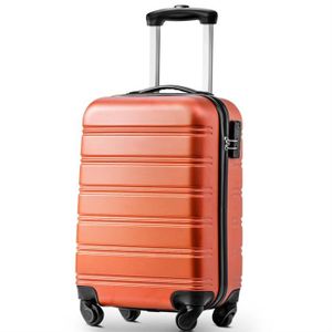VALISE - BAGAGE Valise à coque rigide, valise à roulettes, valise de voyage, bagage à main 4 roues, matériau ABS, 55x36x22.5 orange