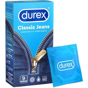 PRÉSERVATIF Durex Classic Jeans Confort et Confiance 9 préservatifs lubrifiés