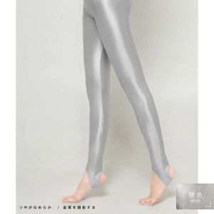 LEGGING Pantalon de sport,Leggings de yoga en satin brillant pour femme,pantalon de sport japonais,serré,pilote- Silver[E379]