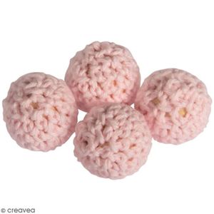 KIT BIJOUX Lot de perles en crochet - 16 mm - Rose - 4 pcs