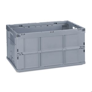 Bac de rangement et couvercle verrouillable HMS, 60 litres, clair et rouge