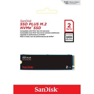 DISQUE DUR SSD SSD SanDisk SSD PLUS M.2 NVMe 2 To PCIe Gen3 NVMe 