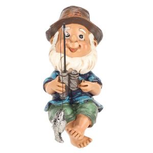 OBJET DÉCORATIF Sonew nain de jardin extérieur Gnome de pêche Sitt
