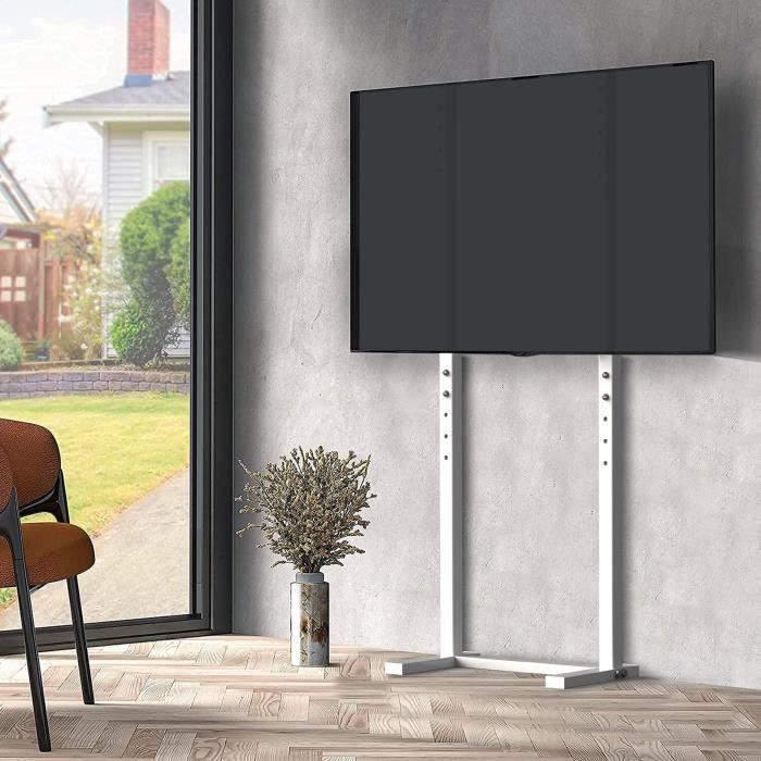Hemudu Montage mural Meuble Télé Pied Support Pivotant pour TV Ecran de 19  à 42 Pouces LED LCD Plasma avec 2 Etagères en Verre Trempé : :  High-Tech