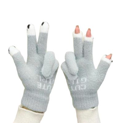 Gants Tricotés Tactiles Avec Motifs - Chauffants, Poignets élastiques, Pour Smartphone Hiver