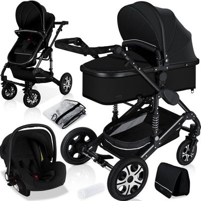 Cosy Siège Auto Papillons Rose Pour Poupée – Jusqu’à 50 Cm – Poignée, Balancement, Ceinture – Dès 3 Ans