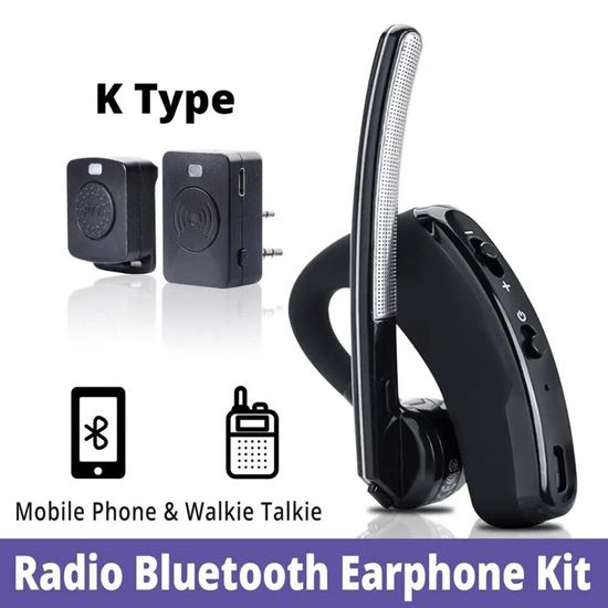 Casque Bluetooth PTT Vocdikficy Pour Talkie-Walkie - Écouteur Mains Libres Prise K, Compatible 888S K5, Portée 10m