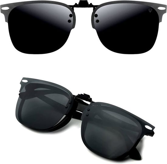 CREYESTAL Clip Solaire Polarisé Relevable - Ultra Léger - Compatible Lunettes De Vue - 100% UV Protection - Homme Femme