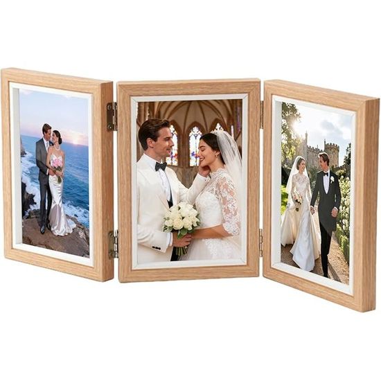 AVEAX Cadre Photo Multiple pour 3 Photos avec Verre Véritable et AVEAX Cadre Photo Multiple pour 3 Photos avec Verre Véritable et