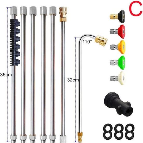 Lance D'extension Pour Nettoyeur Haute Pression - 35 Cm, 5 Buses (0° à 65°), Compatible Karcher K2 à K7