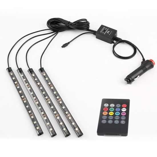 Ruban LED à 7 Couleurs Activé Par La Voix Pour Voiture - Éclairage D'ambiance Pour Tableau De Bord, Toit, Intérieur