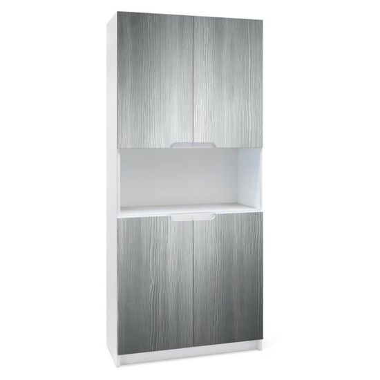 Vladon Armoire de bureau Rangement Logan V2 Corps en Blanc mat Façades en AvolaAnthracite