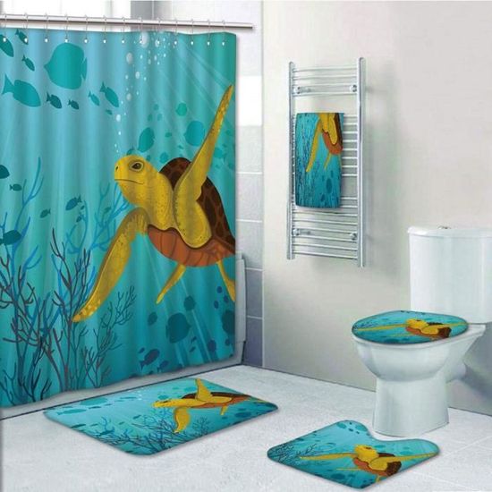 OCEUMACO Rideau De Douche Motif Dauphin Sous Mer Bleu Anti Moisissure