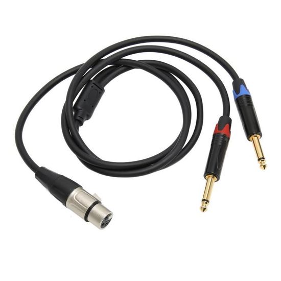 J&D Câble Extension 6.35 Mm Stéréo Mâle Vers Femelle - Plaqué Or, 0.9 M Rouge, Audio Professionnel Casque Guitare