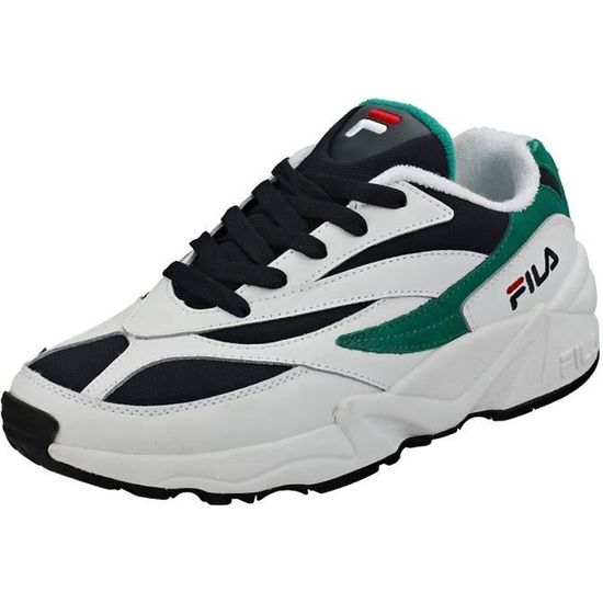 Baskets Mode Femme Fila V94m Low Blanc Bleu Vert Cuir