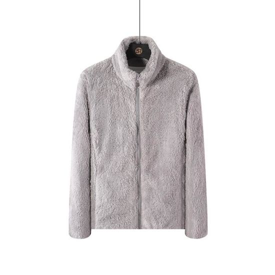 Veste Ext?�rieur en Polaire Femme Chaude et ?�paisse Moelleuse en Molleton - Gris Gris - Cdiscount 