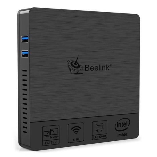 Mini PC Beelink BT4 4 Go RAM+64 Go EMMC Intel Atom X5-Z8500 Intel HD Graphics 600 2,4 GHz+5,8 GHz WiFi 4 X USB3.0 BT4.0 4K