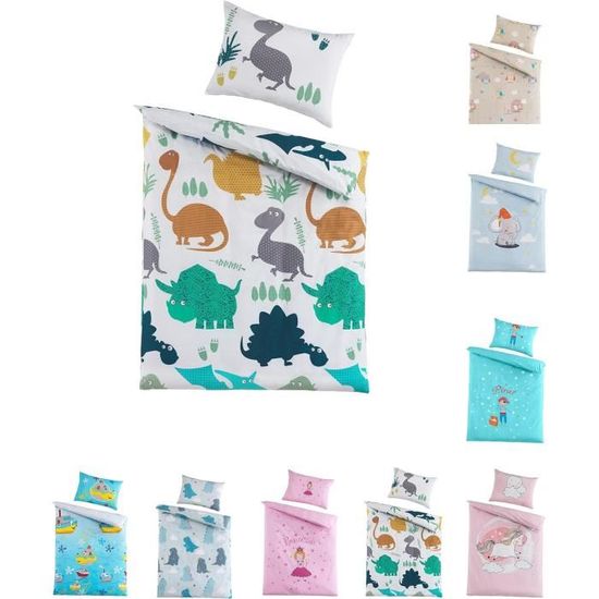 Biancheria Letto Bambini Dinosauro - Set 2 Pezzi (100x135 Cm + 40x60 Cm) Cotone, Zip E Reversibile - Foto 9