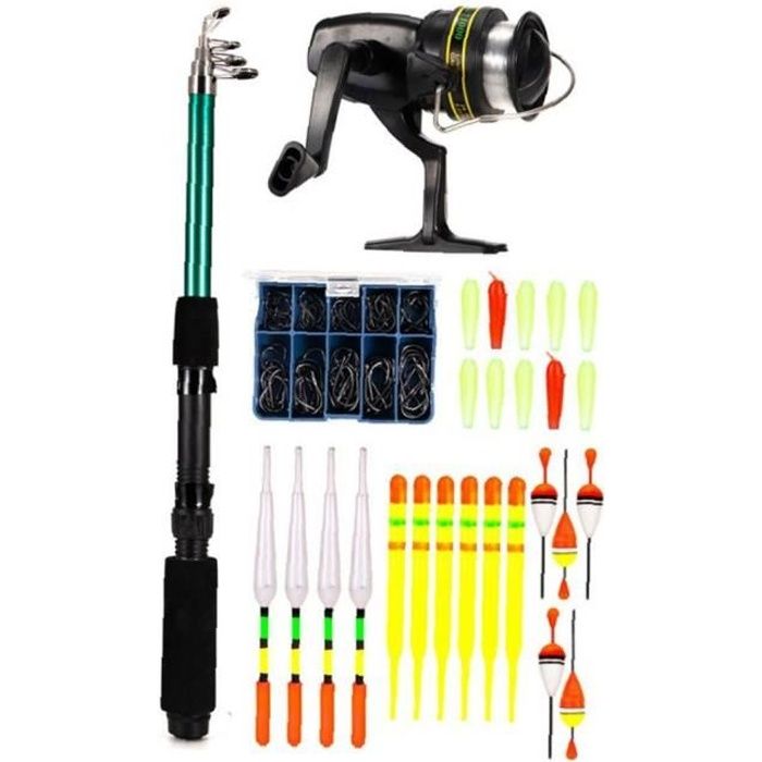 Canne à pêche Ensemble canne à pêche et moulinet Combo Set Sac Spinning vitesse ligne cadeau débutant Noir 127PCS