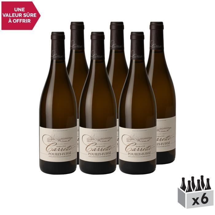 Pouilly-Fuissé Blanc 2019 - Lot de 6x75cl - Domaine Carrette - Vin AOC Blanc de Bourgogne - Cépage Chardonnay