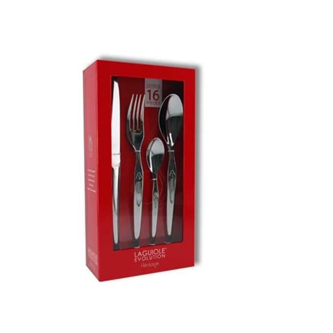 Laguiole Production - Ménagère 16 pièces Design - Set de couverts de table acier inox forgés massif 18/0 poli miroir - Pour 4 person