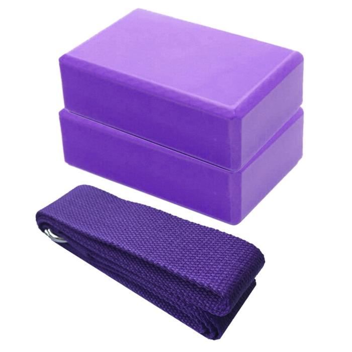Lot de 2 blocs de yoga et ensemble de sangles de yoga avec anneau en D Brique de yoga en mousse EVA haute densité FWT200429001PP