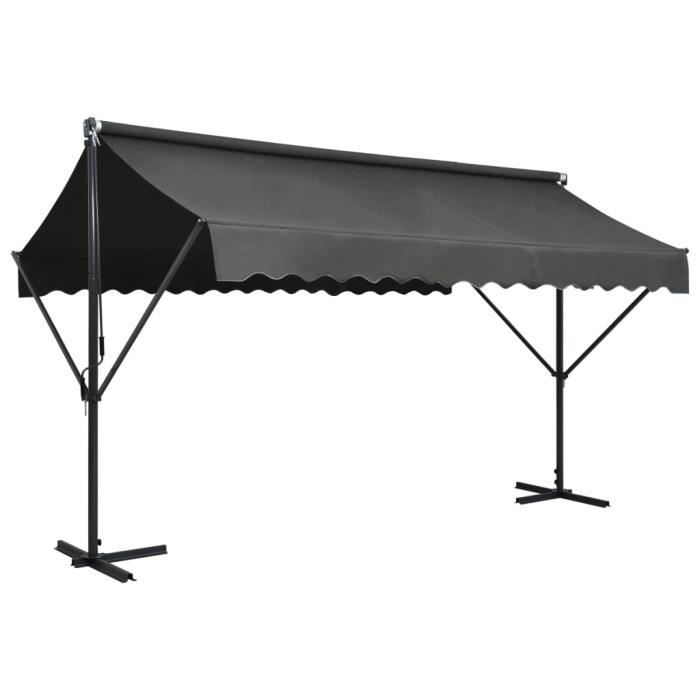 Auvent Store Robuste Abri Soleil pour Patio Balcon Terrasse sur pied 400 x 300 cm Anthracite