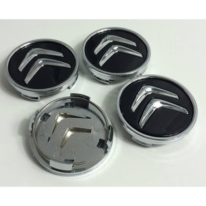 4x 60mm Chrome et Noir Cache moyeux Enjoliveurs de moyeu Pour Citroen C2 C4 C5 C6 C-Quatre