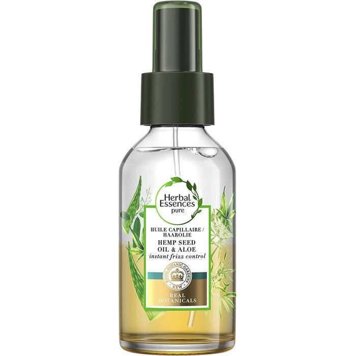Herbal Essences, Huile Capillaire, à L'Huile de Graines de Chanvre et à l'Aloe, Contrôle Instantané des Frisottis, 100 ml