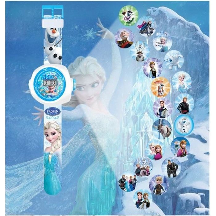Montre Elsa La Reine des Neiges II avec projecteur 20 Figurines, Montre electronique projection Enfant fille