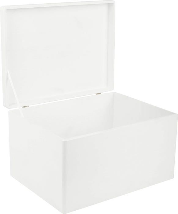 Creative Deco XXL Boite Rangement en Bois à Décorer Blanc - 40 x 30 x 24 cm (+-- 1 cm) - avec Couvercle