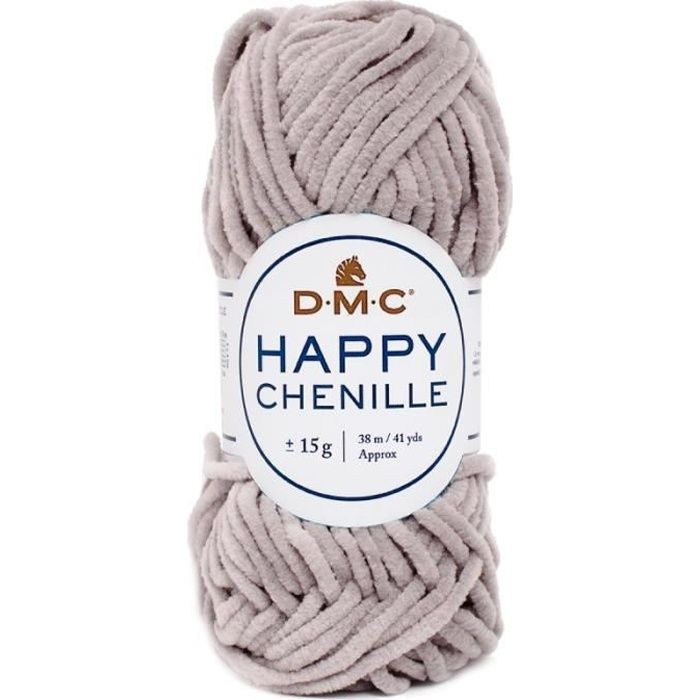 Fil velours DMC Happy chenille - Crochet et Tricot - 15 g Gris Moyen °12