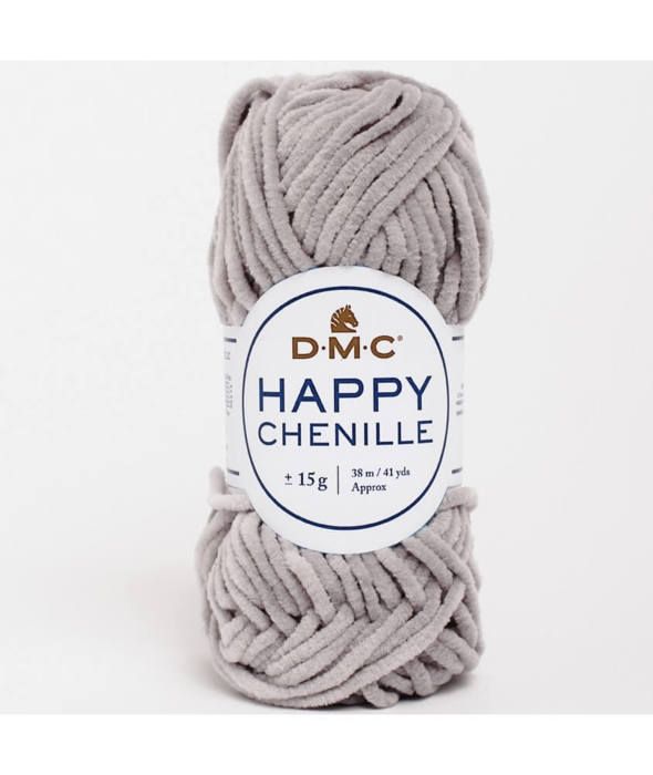 Fil velours DMC Happy chenille - Crochet et Tricot - 15 g Gris Moyen °12