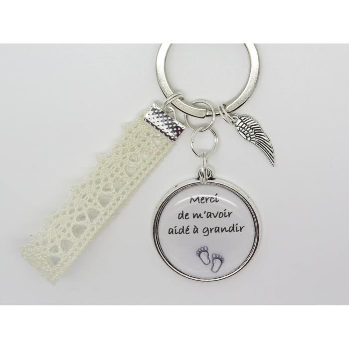 Porte Clés Personnalisable Bijoux de Sac cadeau personnalisable pour une Nounou une Maman Merci de M'avoir Aidé à Grandir F de Bm cr