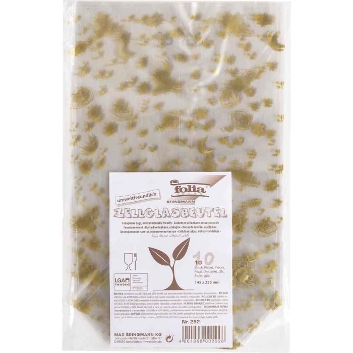 lot de 10 Sachets cellophane pour Noel 180 x 300 mm alimentaire