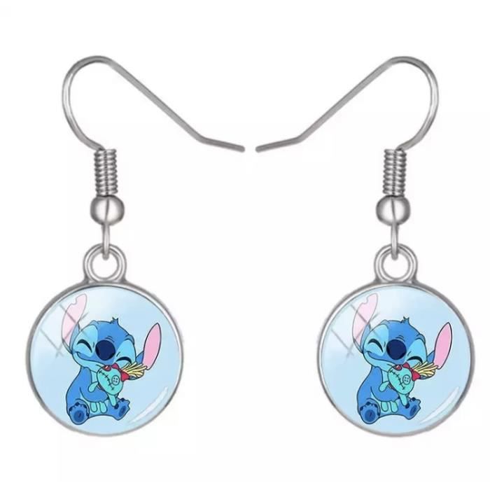 boucle d'oreille stitch cabochon kawaii lilo souillon bijoux en verre