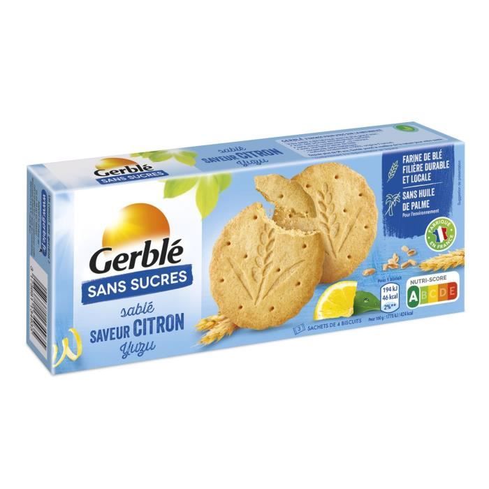 Gerblé Sans Sucres Sablé Citron Yuzu 132g