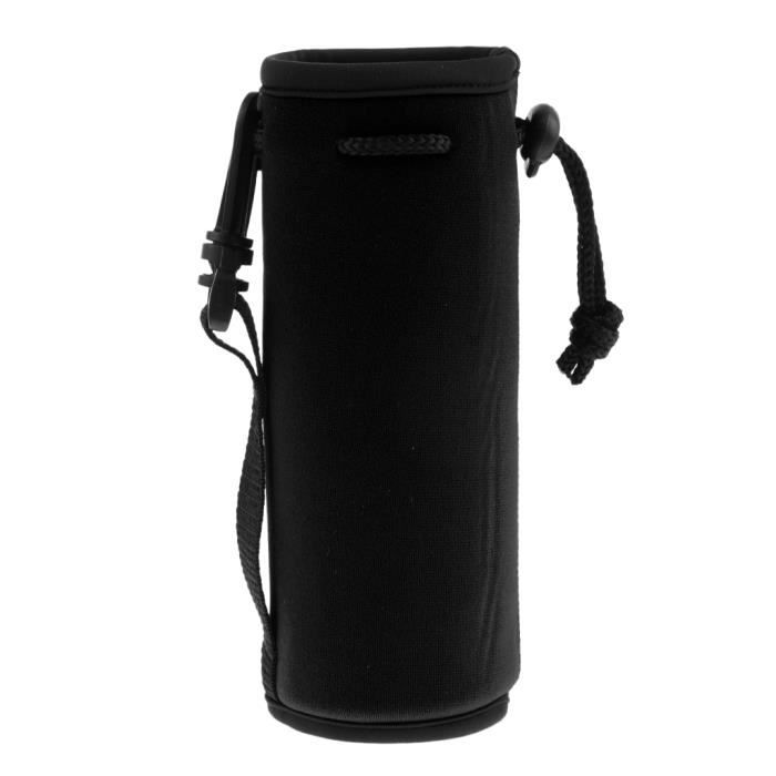 KIT DE SURVIE néoprène isotherme sport bouteille d'eau housse pochette manchon sac noir