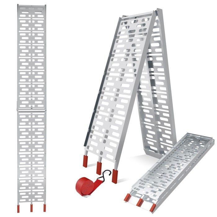 Jago® Rampe de Chargement - Pliable, en Aluminium, Charge max. 340kg, pour Motos, Quads, Voitures, Remorques - Rampe, Rails d’Accès