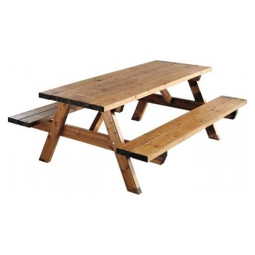 GARDEN 200B - Table pique-nique - teintée marron - L.