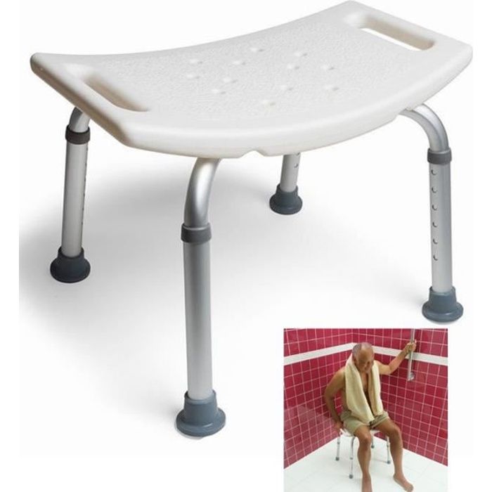 MCTECH Siège de Douche Tabouret de Douche à Hauteur réglable chaise de douche Médical Bain 136KG pied en aluminium