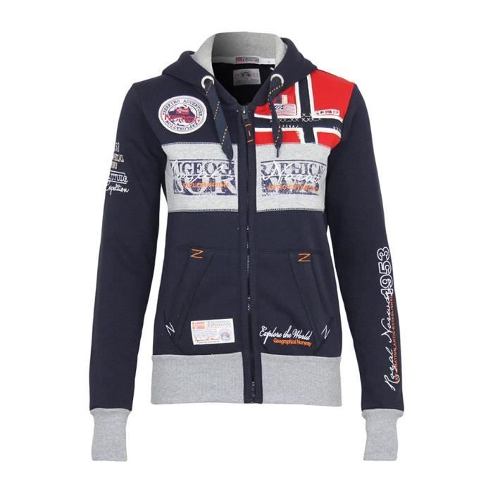 Sweat Marine à zip Femme Geographical Norway Flyer