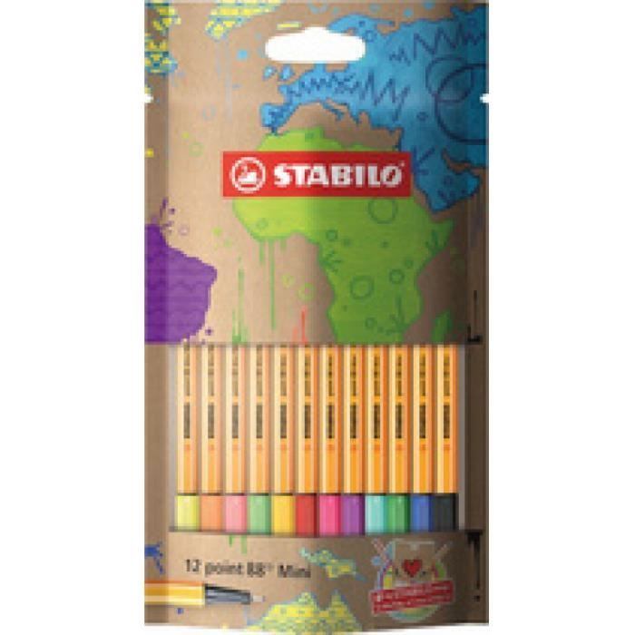Sachet x 12 stylos-feutres STABILO point 88 Mini #mySTABILOdesign