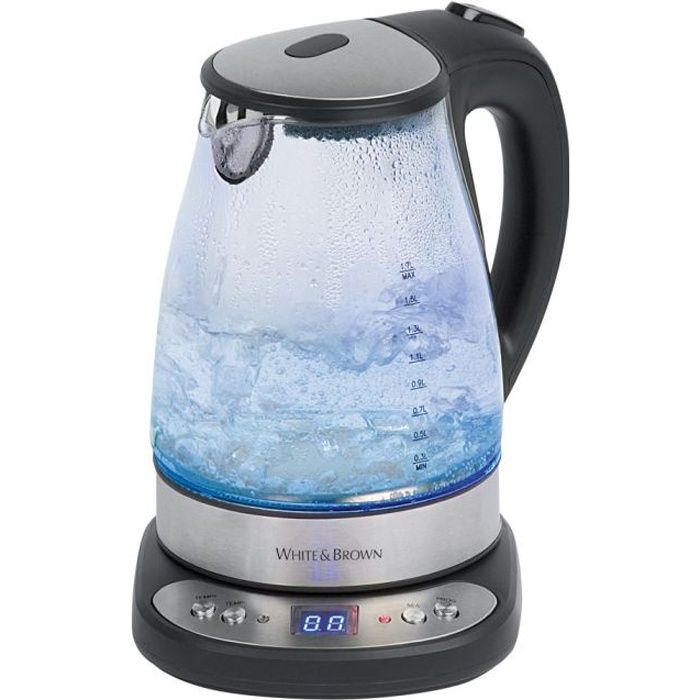 WHITE&BROWN Bouilloire électrique programmable - DA935 - Température réglable - 1,5 L - Inox