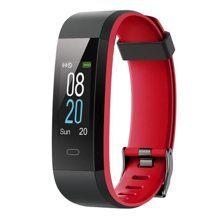 YAMAY Bracelet Connectée Femme Bluetooth Smartwatch Montre Sport Moniteur de Sommeil Notification Contrôle Appareil Photo - Rouge