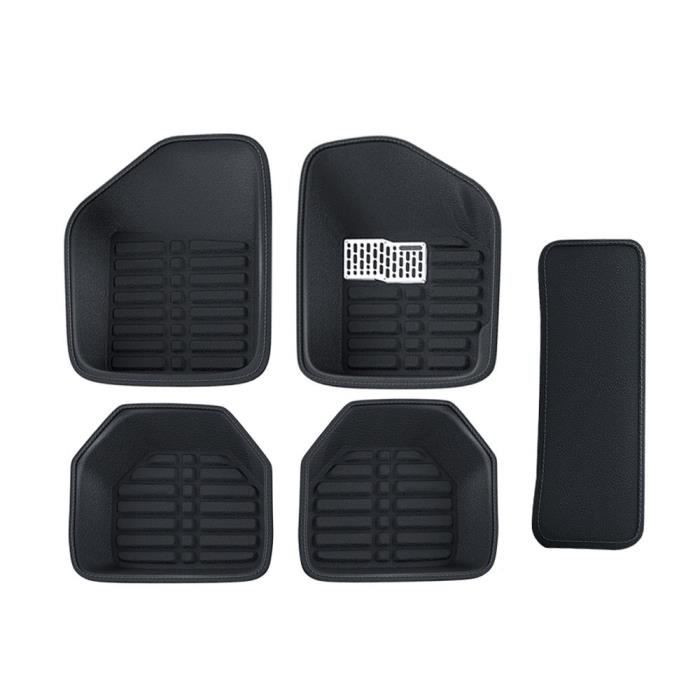 Ysinobear tapis de sol de voiture Universel cuir Noir 5 pièces résistant Résistant à l'usure Facile à nettoyer